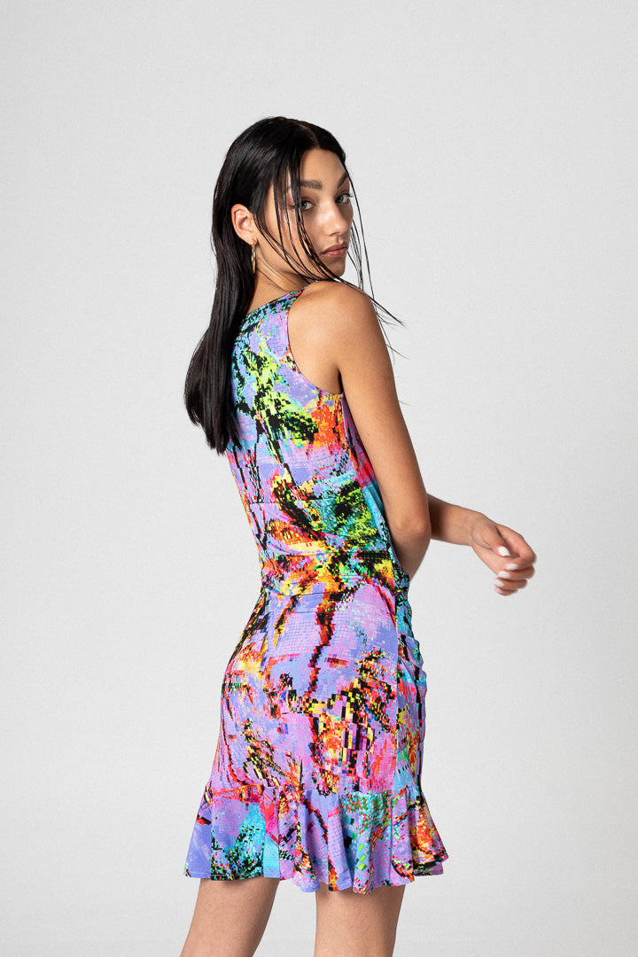 PIXEL PALMS WRAP DRESS