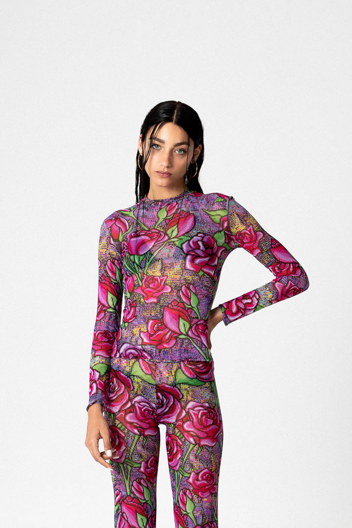 PIXEL ROSES MESH PANT